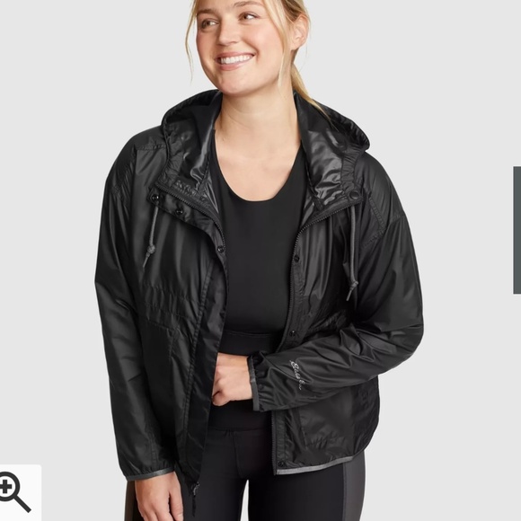 NWT Eddie Bauer *New Style* Womens Momentum Wind Hoodie‎ Black Sz L Tall Jacket - Picture 1 of 12
